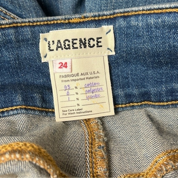 NEW L’AGENCE High Rise Stacked Waist Double Button Denim Skinny Ankle Jean 24 - Picture 8 of 12
